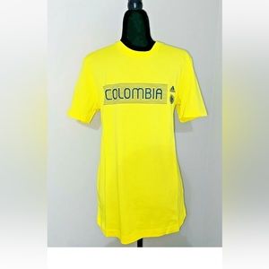 UNISEX ADIDAS COLOMBIA YELLOW T SHIRT MEDELLIN THEMED “De Trote Por La Eterna”.